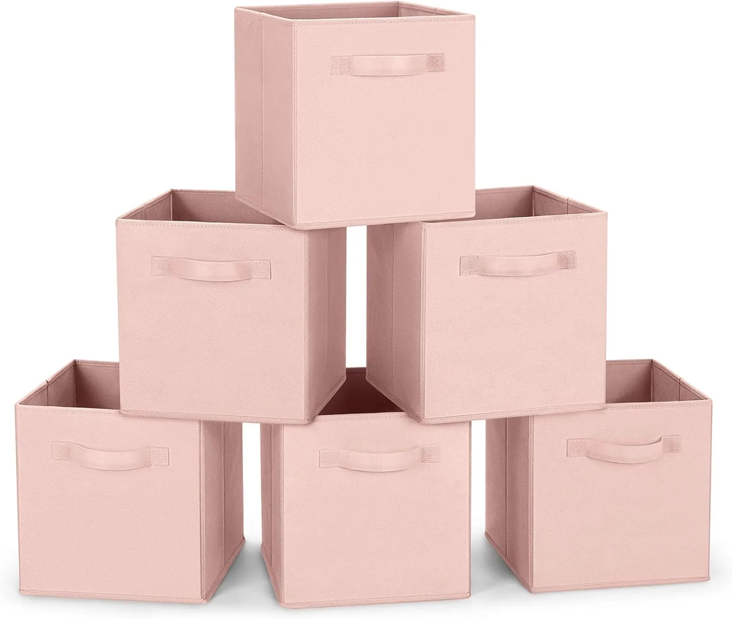 MaidMAX Fabric Storage Bins 10.5×10.5×11, Foldable Cloth Cube Storage Bins for Home Bedroom Closet Drawers Organizer, Pink, Set of 6