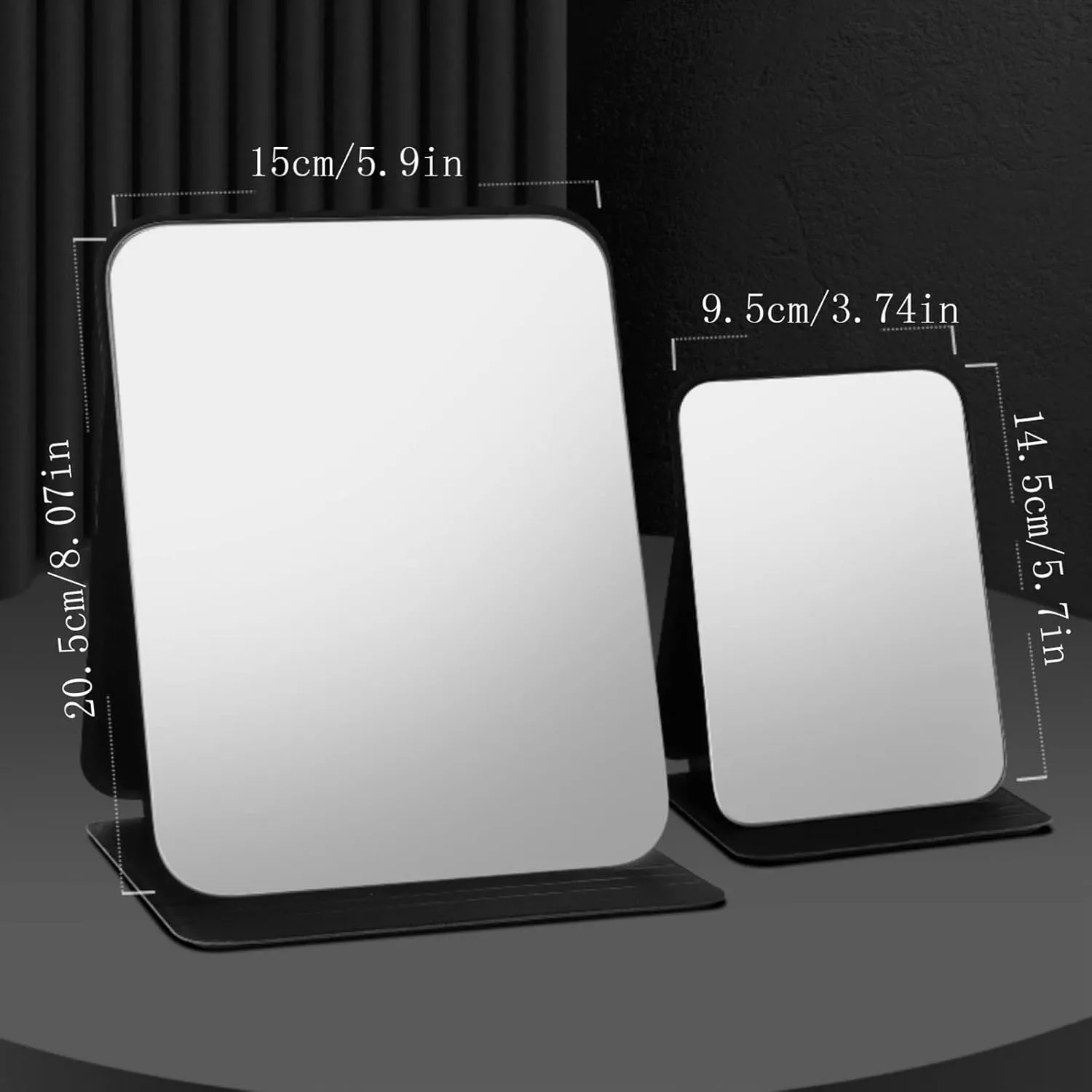 Make Up Mirror Desktop Foldable Makeup Mirror Home Portable Simple Large Desktop Makeup Mirror High-Definition Makeup Mirror Mirror for Desk(Black,Small)
