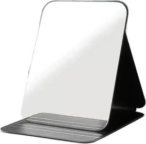 Make Up Mirror Desktop Foldable Makeup Mirror Home Portable Simple Large Desktop Makeup Mirror High-Definition Makeup Mirror Mirror for Desk(Black,Small)