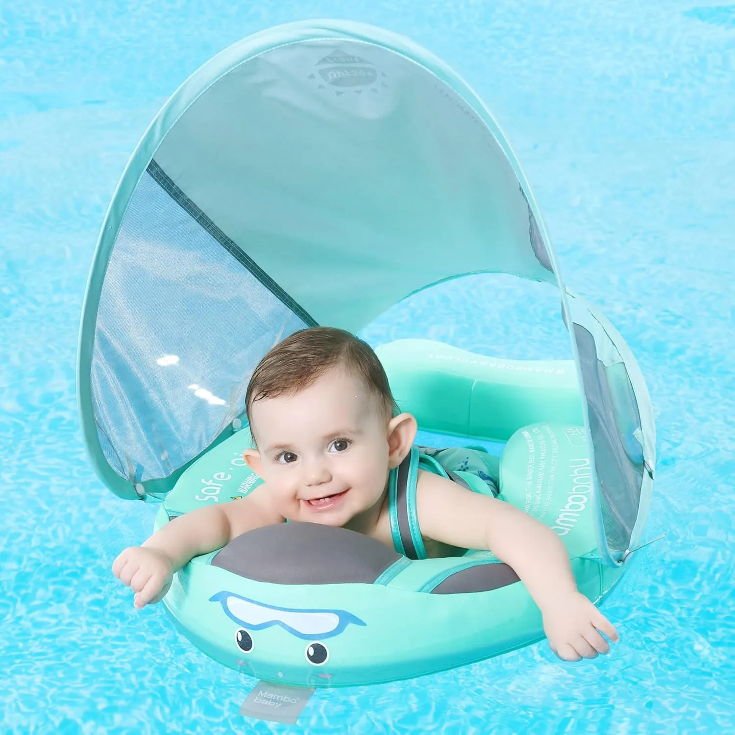 Mambobaby Float Baby Swim Float with Canopy, Non-Inflatable Solid Baby Float, Upgrade Soft Skin-Friendly Fabric Material Infant Swim Float for Boys and Girls Toddler (Special Edition Pink)