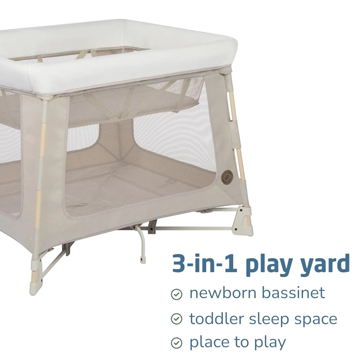 Maxi-Cosi Swift Baby Playpen with Mat, Baby Play Yards, Pack and Play with Bassinet - Portable Playpen for Babies and Toddlers, Classic Oat