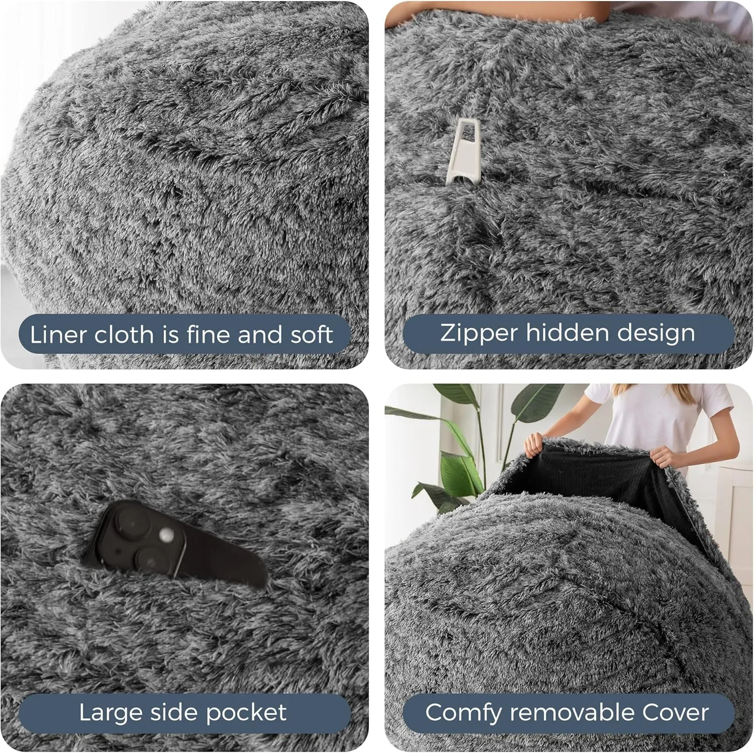 MAXYOYO Giant Bean Bag Chair Bed, Convertible Beanbag Folds from Lazy Chair to Floor Mattress Bed, Big Sofa Bed, High-Density Foam Filling, Machine Washable