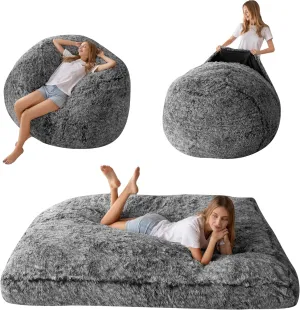 MAXYOYO Giant Bean Bag Chair Bed, Convertible Beanbag Folds from Lazy Chair to Floor Mattress Bed, Big Sofa Bed, High-Density Foam Filling, Machine Washable