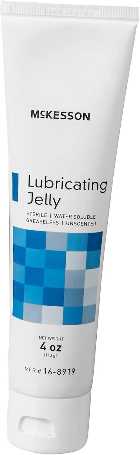 McKesson Lubricating Jelly, 4 oz [12 Count] Water Based Non-Sticky Lube, Water Soluble Lubricant Gel - for Surgical, Medical, Personal – Sterile Tube