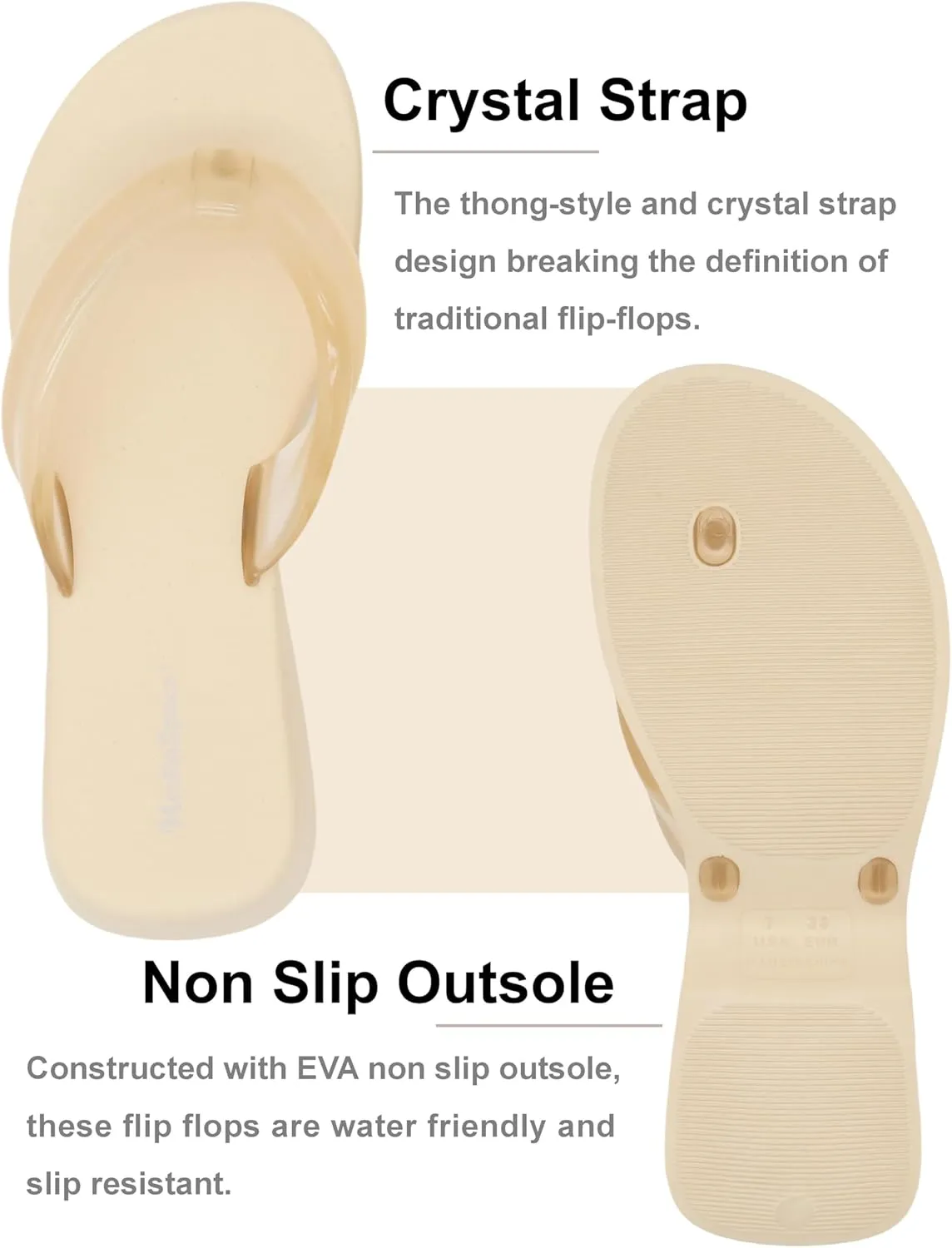 Meetinspace Women's EVA Platform Flip Flops Comfortable Thong Sandals Mid Heel Summer Beach Sandals