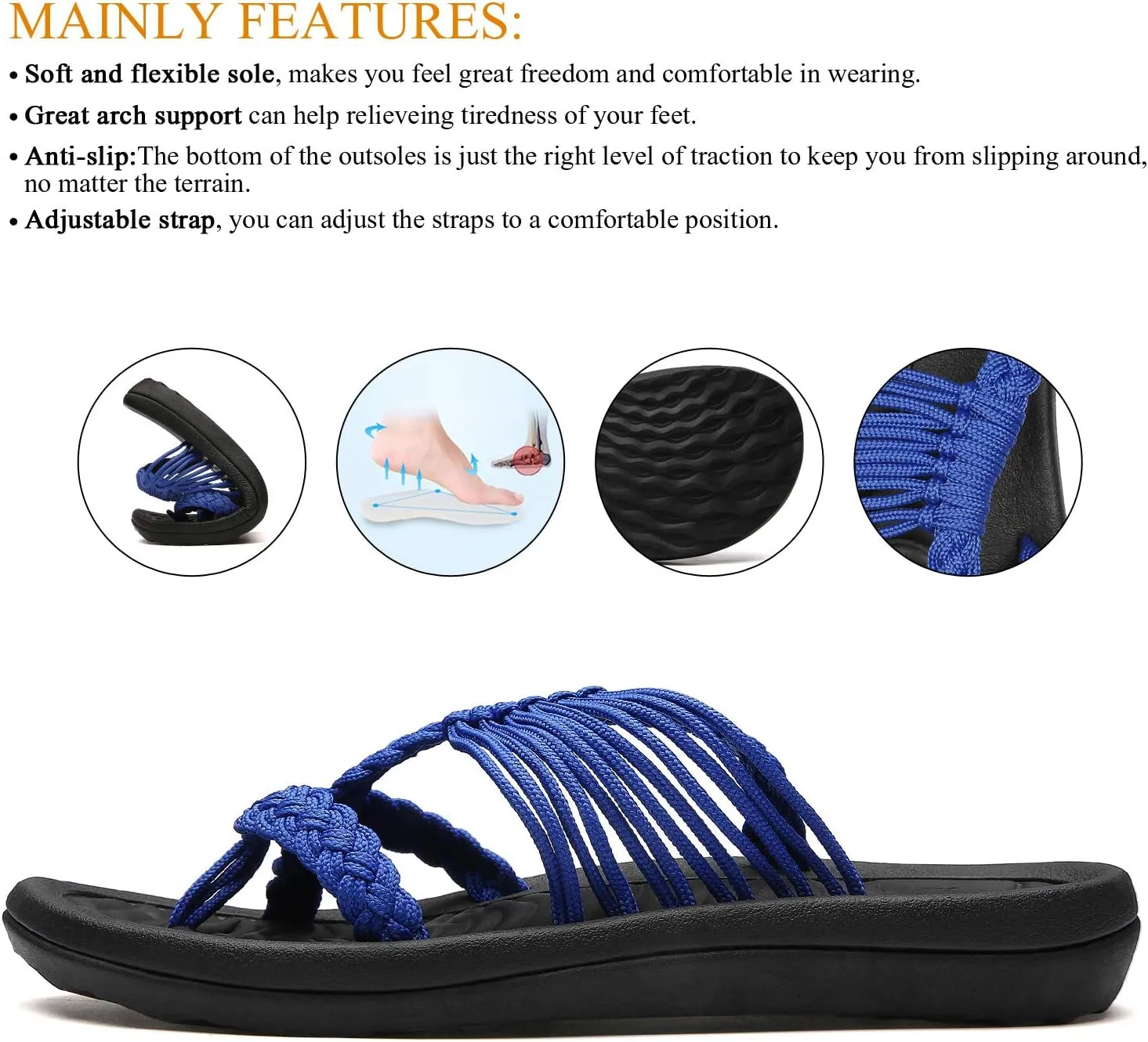 MEGNYA Women's flip Flops Sandals Arch Support, Comfortable Walking Sandals, Water Sandals Perfect for The Beach/Long Walks/Poolside