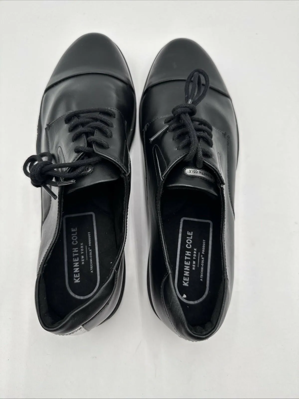 Men KENNETH COLE Derbys Lace Up Oxfords Color Black Leather Size 11.5M - Very Good
