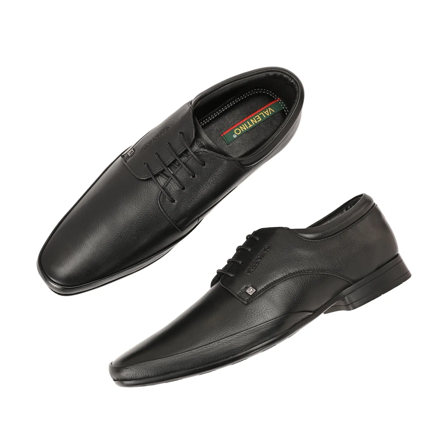 Men Premium Leather Black Lace-Up Formal Derby Shoes (Stanley-70)