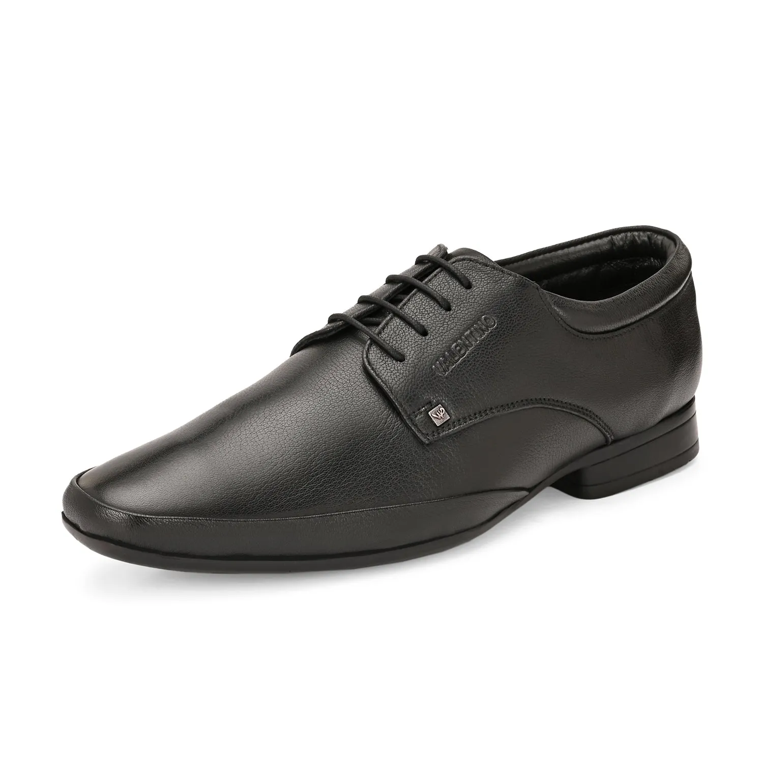 Men Premium Leather Black Lace-Up Formal Derby Shoes (Stanley-70)