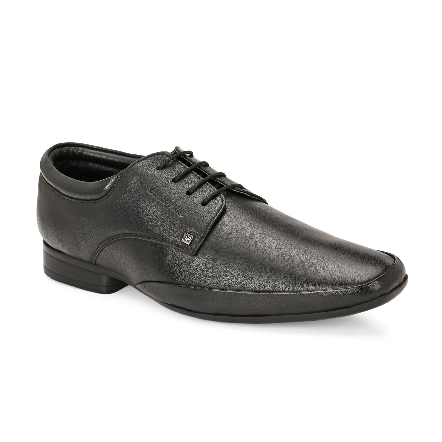 Men Premium Leather Black Lace-Up Formal Derby Shoes (Stanley-70)