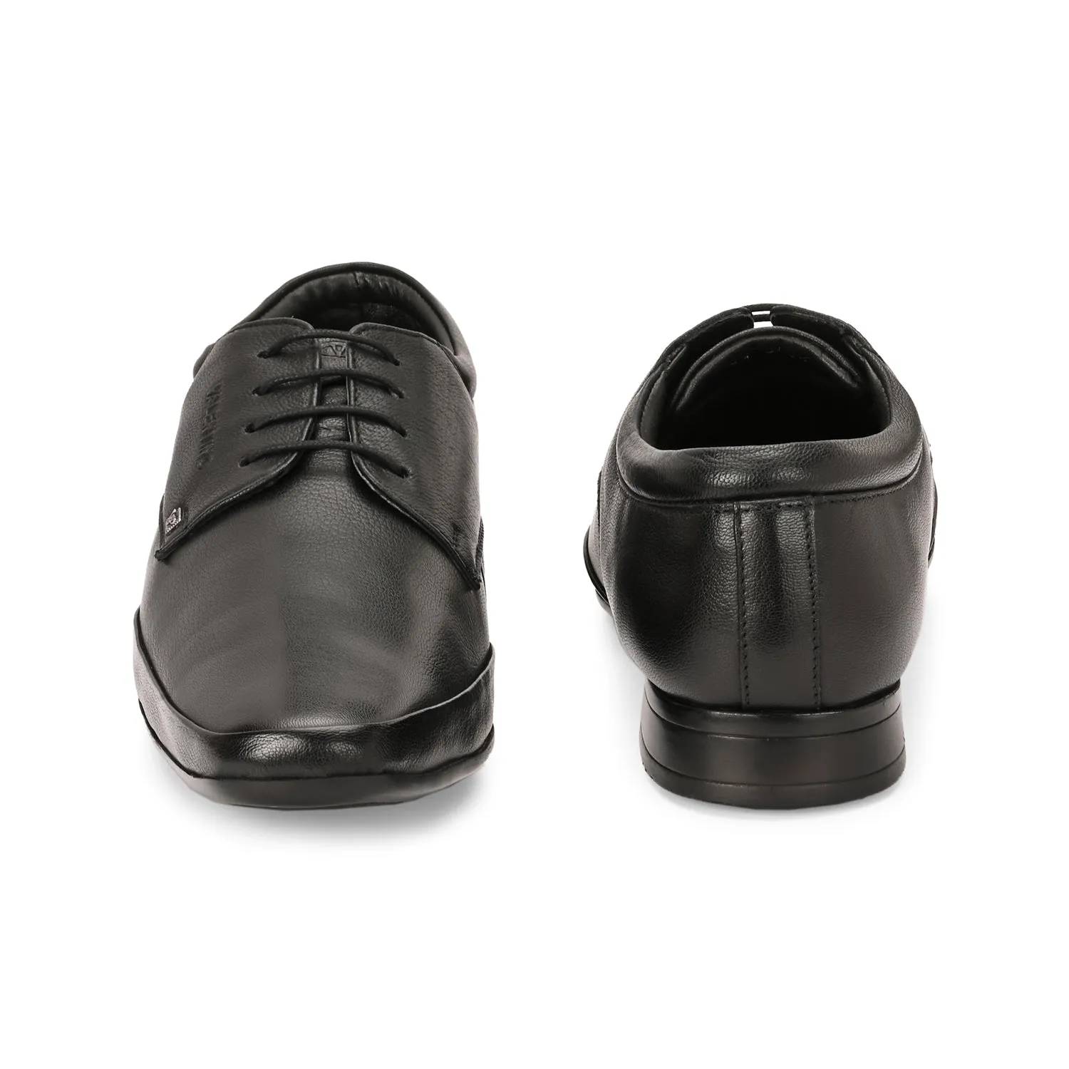 Men Premium Leather Black Lace-Up Formal Derby Shoes (Stanley-70)