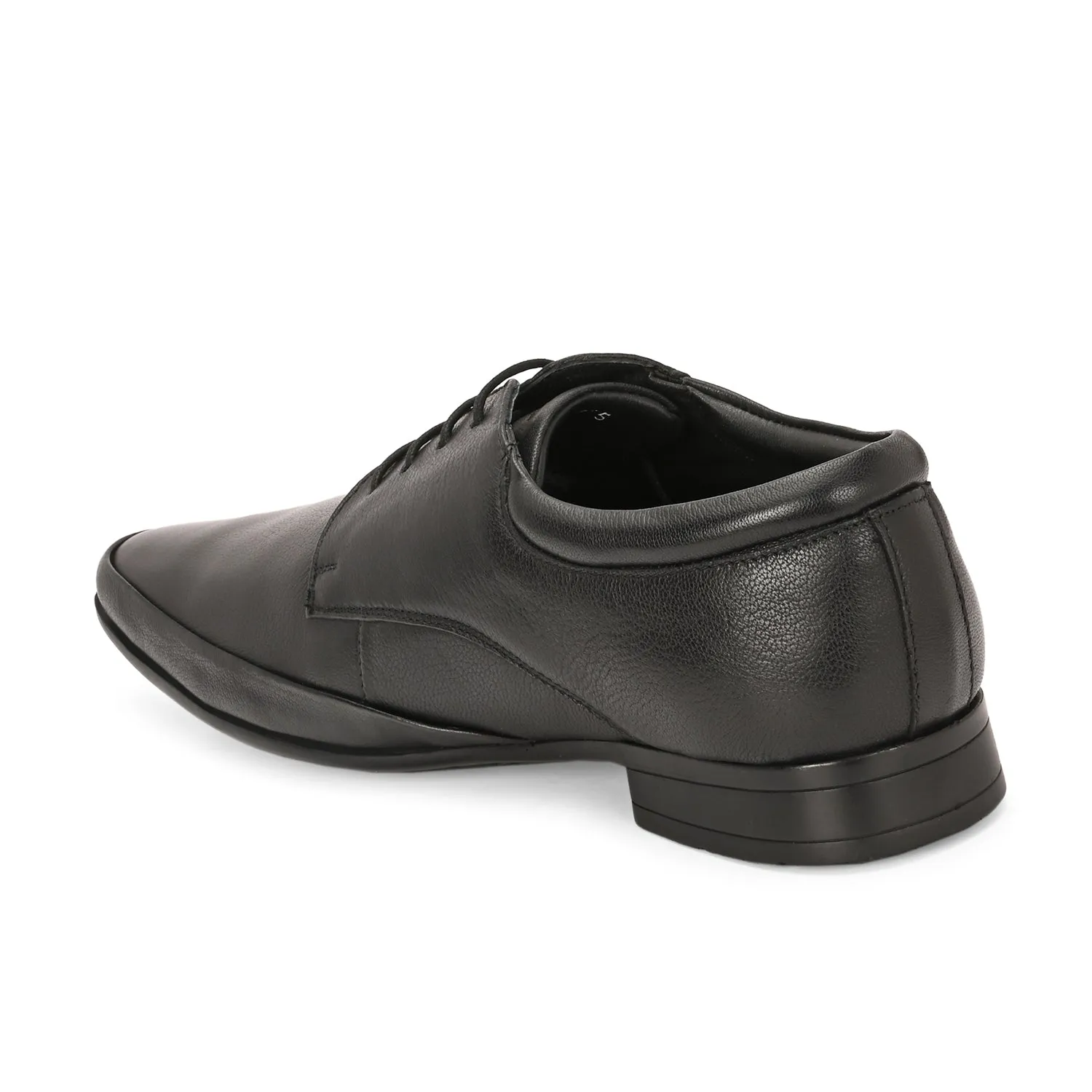 Men Premium Leather Black Lace-Up Formal Derby Shoes (Stanley-70)