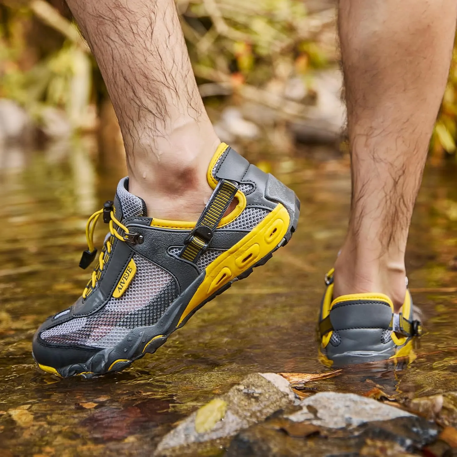 Men’s Amphibious Water Shoes - Summer Hiking Athletic Water Sandals Closed Toe Aqua Sneakers