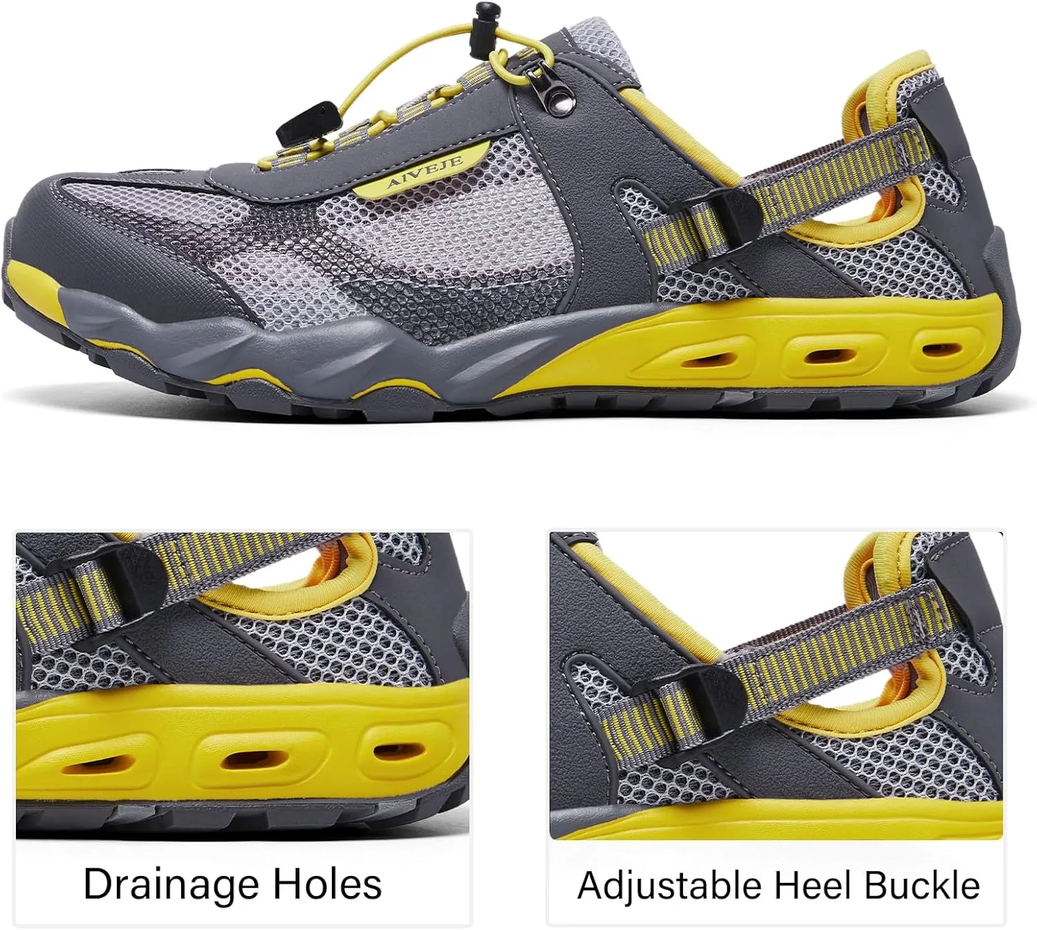 Men’s Amphibious Water Shoes - Summer Hiking Athletic Water Sandals Closed Toe Aqua Sneakers