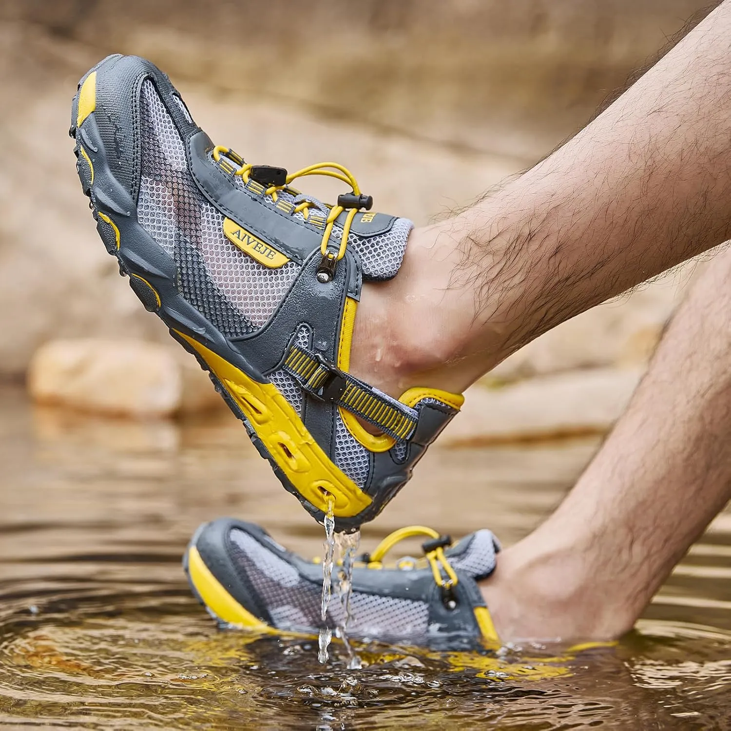 Men’s Amphibious Water Shoes - Summer Hiking Athletic Water Sandals Closed Toe Aqua Sneakers