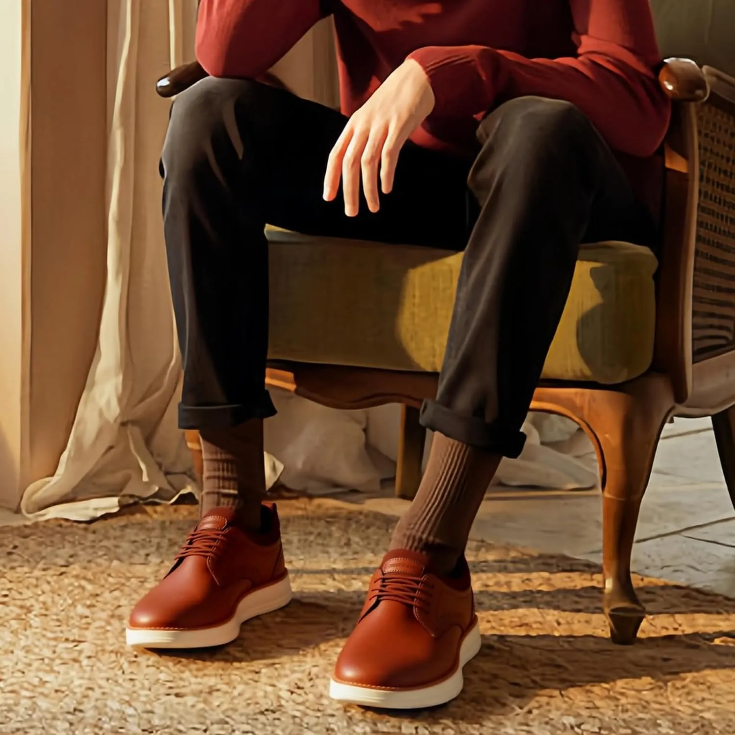 Men's Casual Dress Shoes Semi-Formal Derby Brogue Slip on Oxfords Sneakers