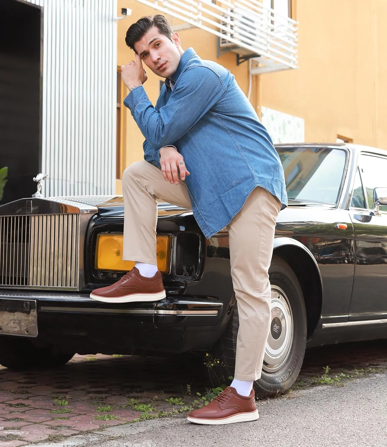 Men's Casual Dress Shoes Semi-Formal Derby Brogue Slip on Oxfords Sneakers