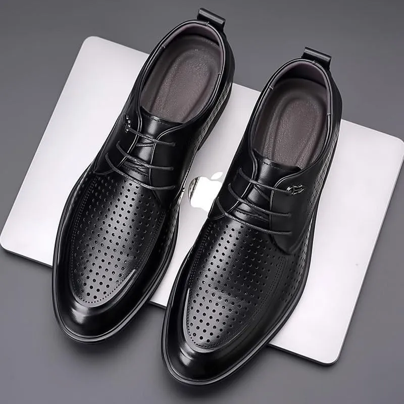 Men's Classic Lace-up Formal Low Mesh Oxfords for Summer Men Hand Sewn Shoes Classic Men