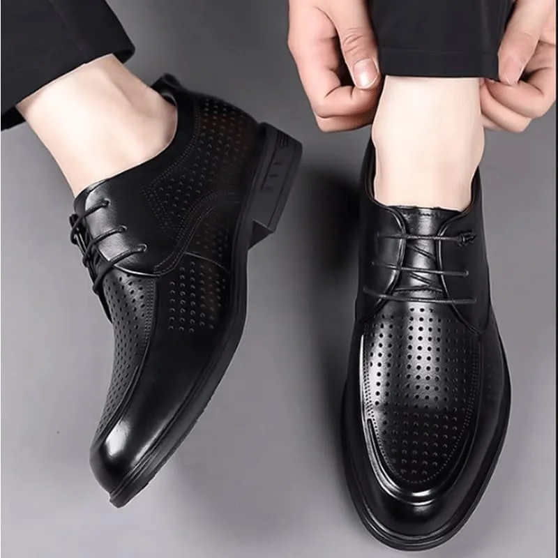 Men's Classic Lace-up Formal Low Mesh Oxfords for Summer Men Hand Sewn Shoes Classic Men