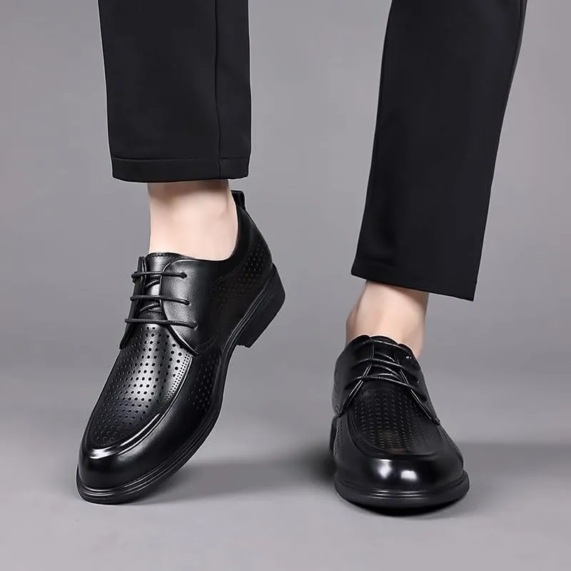 Men's Classic Lace-up Formal Low Mesh Oxfords for Summer Men Hand Sewn Shoes Classic Men