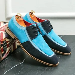 Men’s Derby Shoes – Leather & Suede – Lace-Up – Low Heel – Smart Casual Dress Style