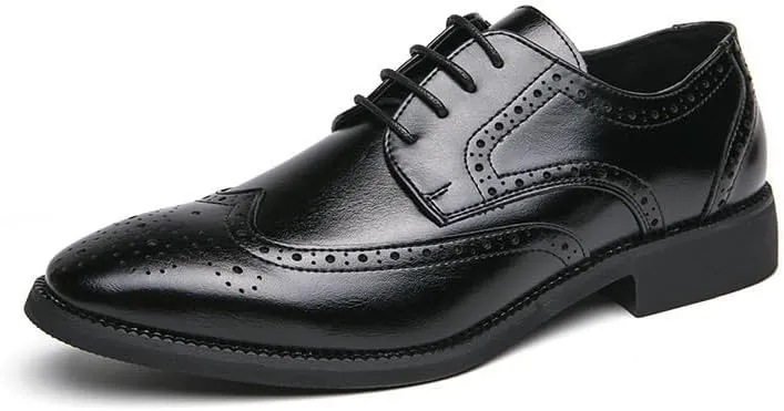 Mens Derby Shoes Walking Genuine Leather Platform Slip-on Oxfords Non Slip Casual Business Work Formal Shoes Lightweight