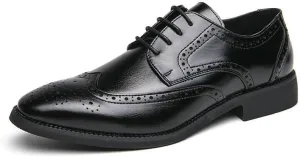 Mens Derby Shoes Walking Genuine Leather Platform Slip-on Oxfords Non Slip Casual Business Work Formal Shoes Lightweight