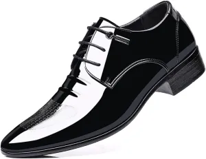 Men's Dress Shoes Business Classic Formal Derby Lace-up Shoes Oxford Shoes Patent Leather Tuxedo Shoes