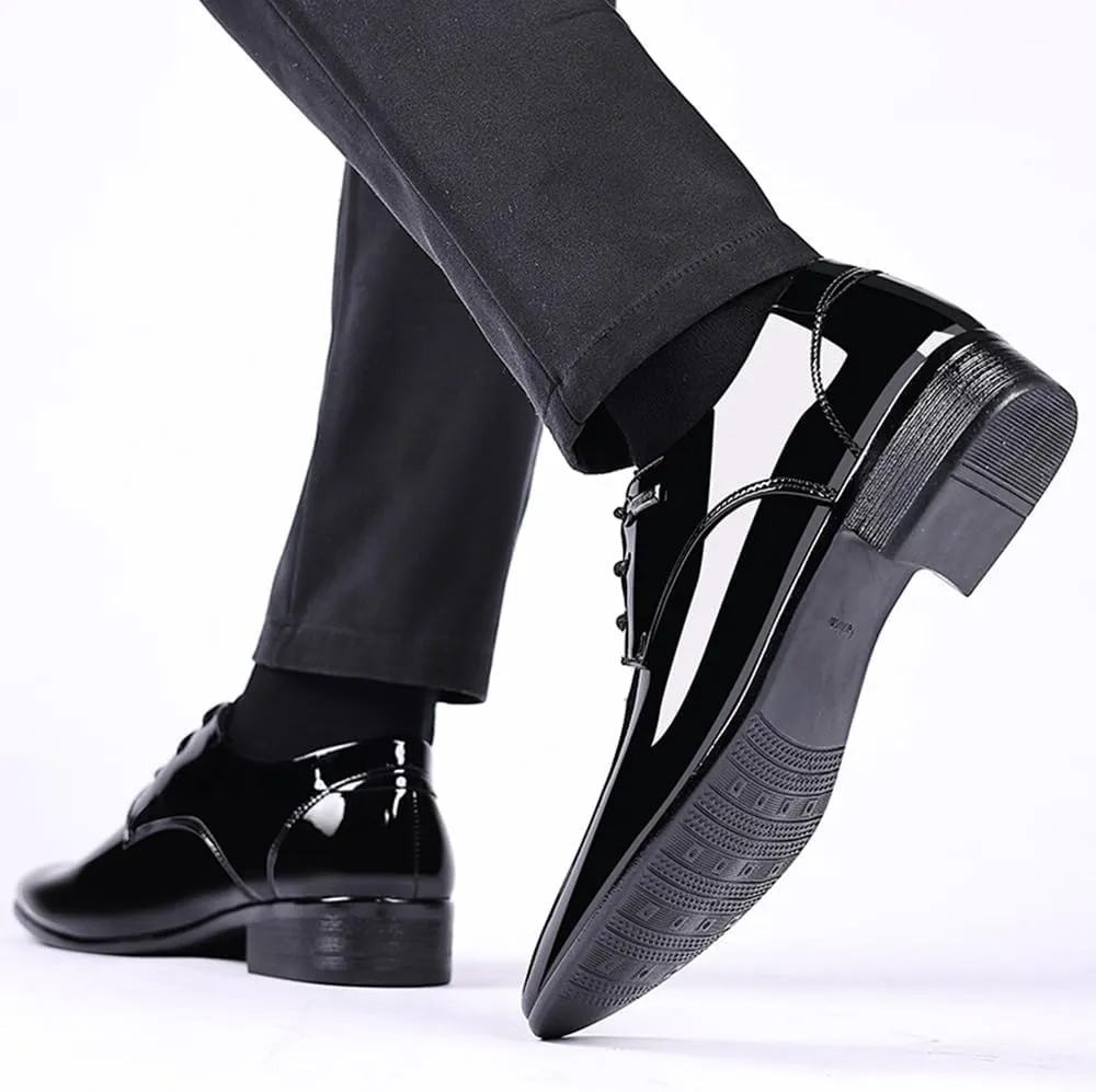Men's Dress Shoes Business Classic Formal Derby Lace-up Shoes Oxford Shoes Patent Leather Tuxedo Shoes