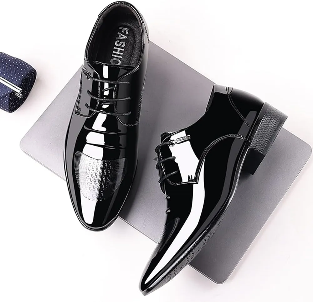 Men's Dress Shoes Business Classic Formal Derby Lace-up Shoes Oxford Shoes Patent Leather Tuxedo Shoes