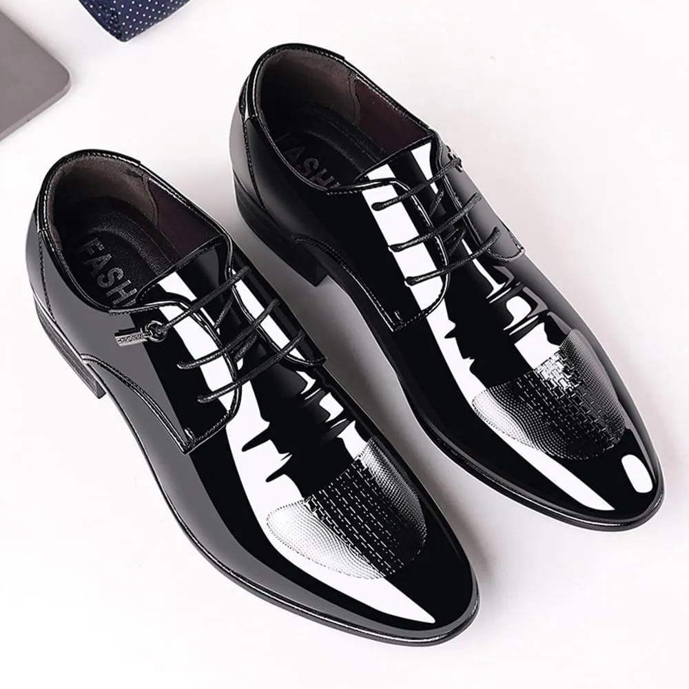 Men's Dress Shoes Business Classic Formal Derby Lace-up Shoes Oxford Shoes Patent Leather Tuxedo Shoes