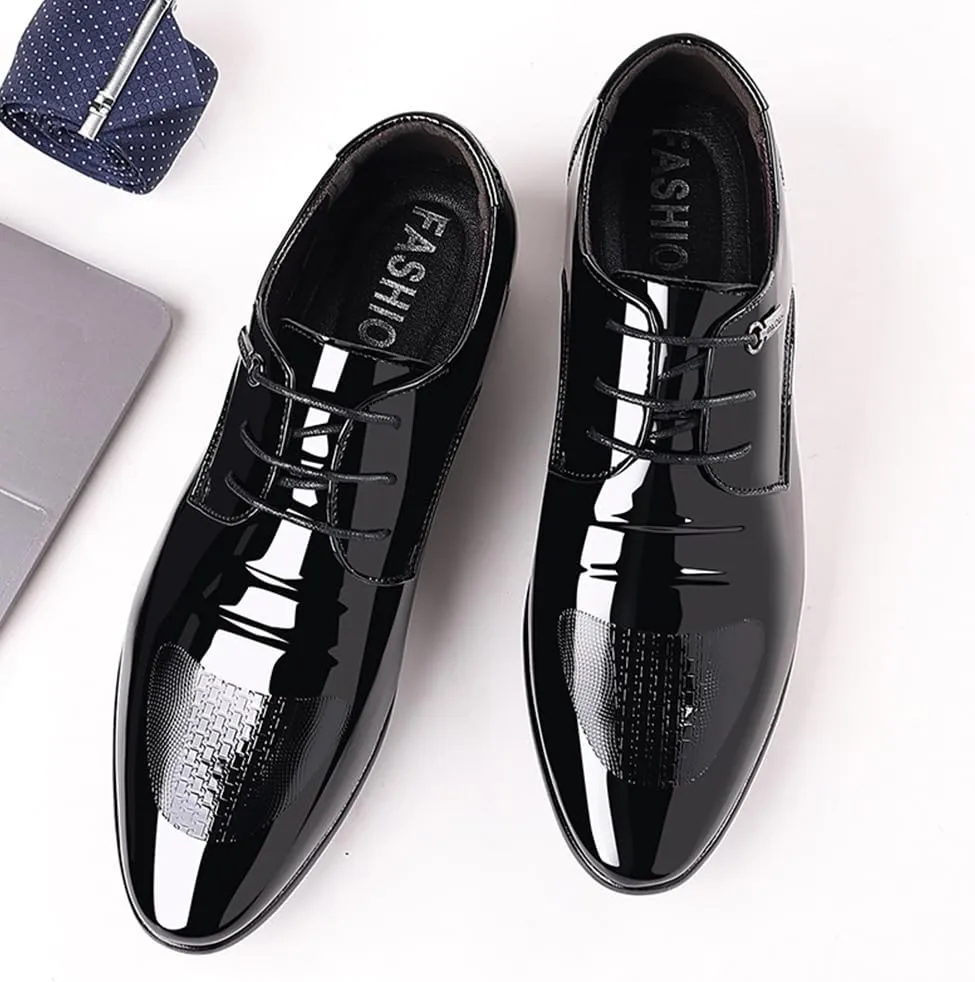 Men's Dress Shoes Business Classic Formal Derby Lace-up Shoes Oxford Shoes Patent Leather Tuxedo Shoes