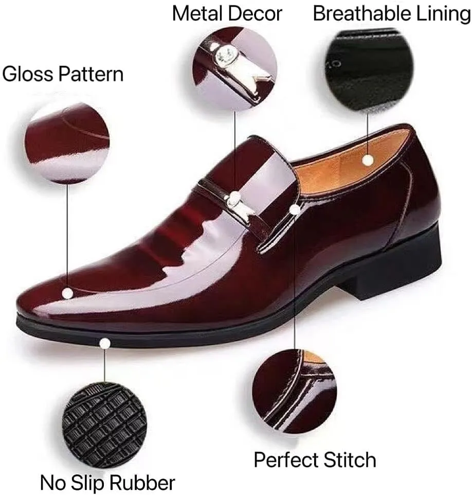 Men's Dress Shoes Oxford Formal Classic Business Shoes Casual Wedding Faux Patent Derby Shoe