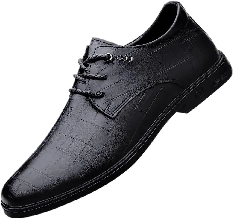 Mens Faux Patent Leather Classic Lace-up Formal Oxford Low Top Formal Business Dress Shoes Derby Shoe for Men(Black,9)