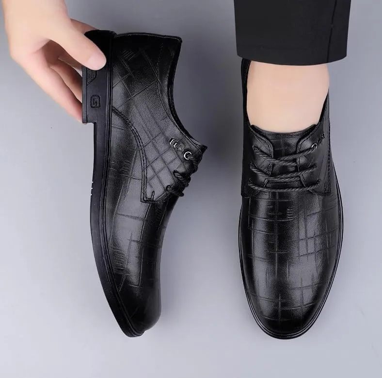 Mens Faux Patent Leather Classic Lace-up Formal Oxford Low Top Formal Business Dress Shoes Derby Shoe for Men(Black,9)