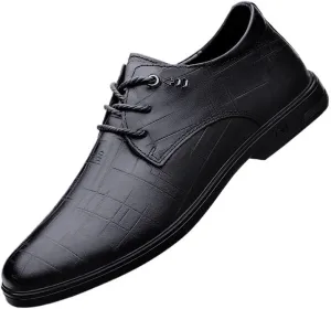Mens Faux Patent Leather Classic Lace-up Formal Oxford Low Top Formal Business Dress Shoes Derby Shoe for Men(Black,9)