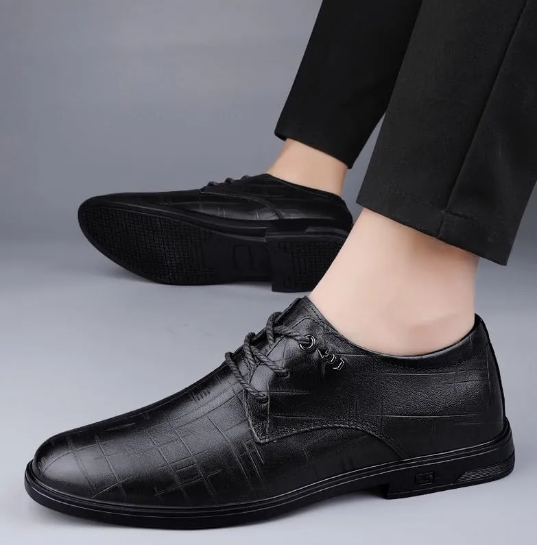 Mens Faux Patent Leather Classic Lace-up Formal Oxford Low Top Formal Business Dress Shoes Derby Shoe for Men(Black,9)