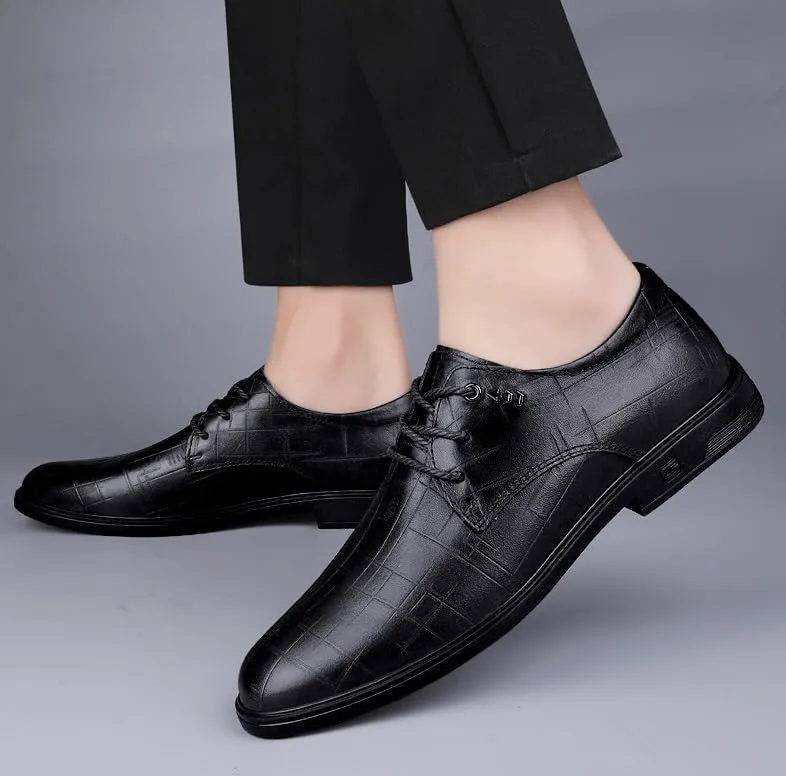 Mens Faux Patent Leather Classic Lace-up Formal Oxford Low Top Formal Business Dress Shoes Derby Shoe for Men(Black,9)