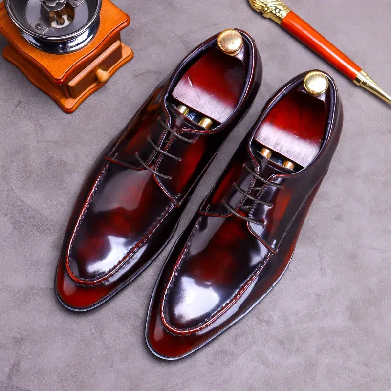 Men's Formal Leather Derby Shoes, Comfortable Genuine Leather Dress Footwear