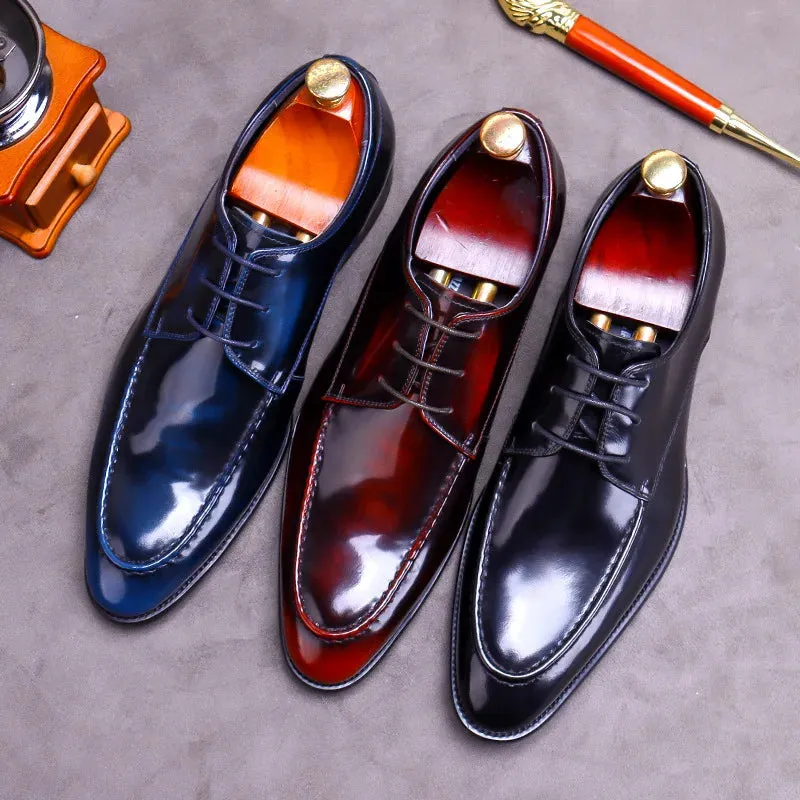 Men's Formal Leather Derby Shoes, Comfortable Genuine Leather Dress Footwear