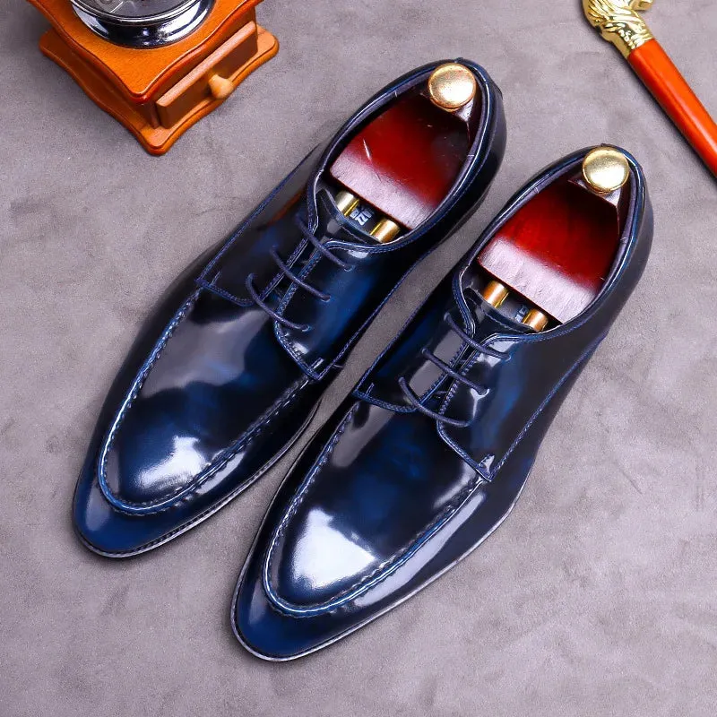 Men's Formal Leather Derby Shoes, Comfortable Genuine Leather Dress Footwear