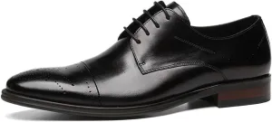 Men’s Genuine Leather Oxfords Dress Shoes – Handcrafted Cap-Toe Derby Shoes for Formal, Tuxedo, Prom, Wedding & Business Casual