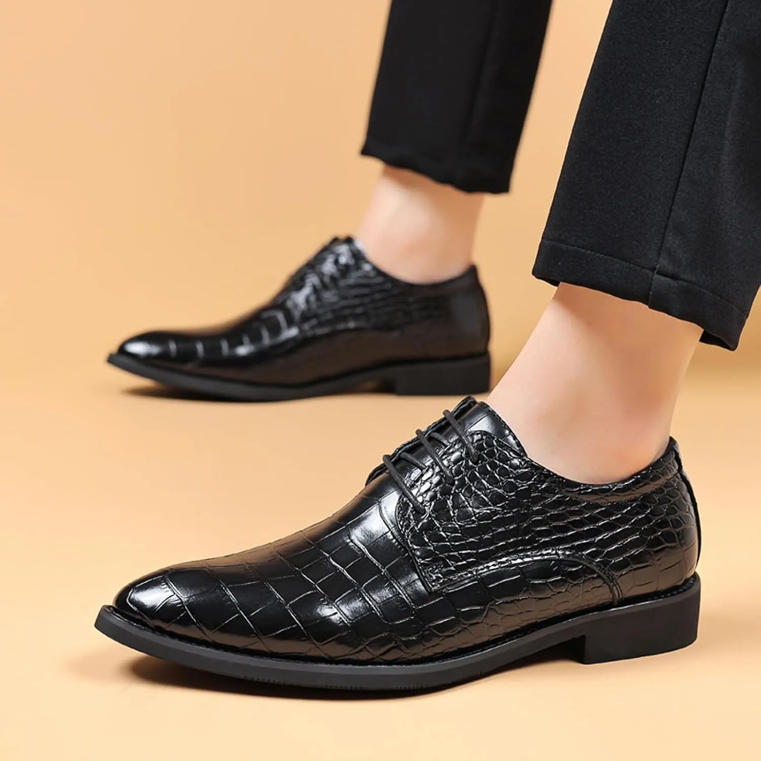 Men's Leather Classic Lace-up Dress Shoes,Retro Casual Formal Business Derby Shoes,Brogue Oxford Shoes for Men