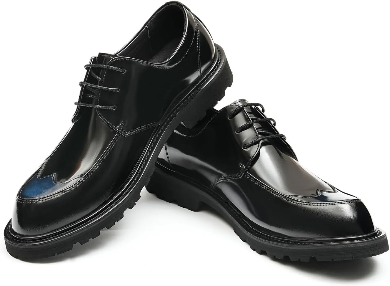 Mens Oxfords Formal Dress Derby Fashion Comfortable Wingtip Brogue Patent Leather Prom Shoes Tuxedo Wedding Business Causal Wide Shoes for Men