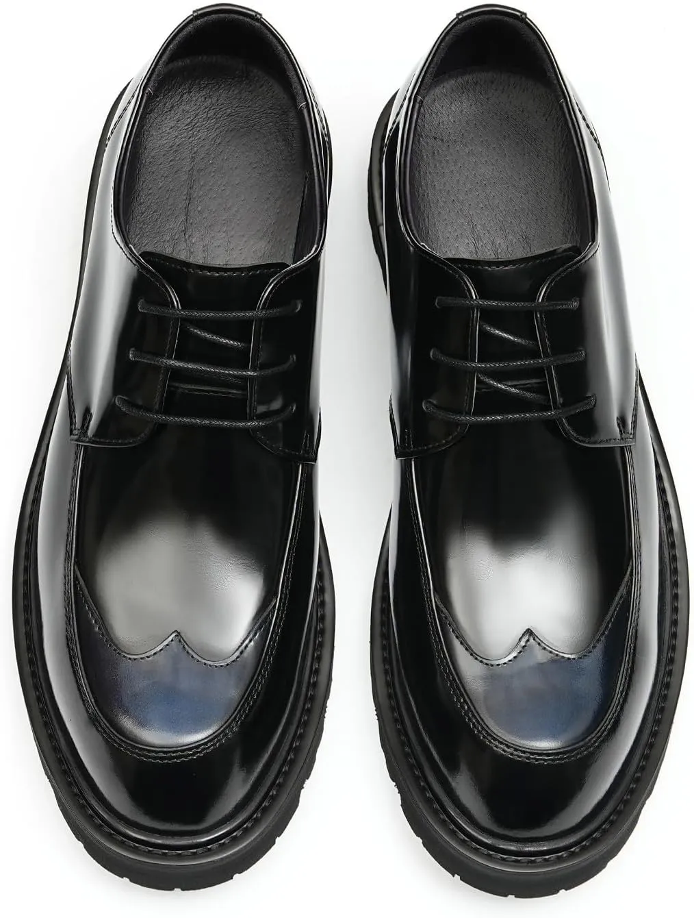 Mens Oxfords Formal Dress Derby Fashion Comfortable Wingtip Brogue Patent Leather Prom Shoes Tuxedo Wedding Business Causal Wide Shoes for Men