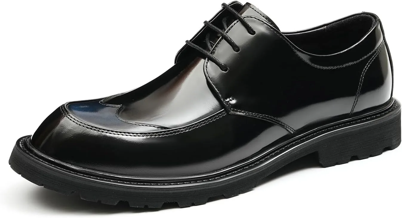 Mens Oxfords Formal Dress Derby Fashion Comfortable Wingtip Brogue Patent Leather Prom Shoes Tuxedo Wedding Business Causal Wide Shoes for Men