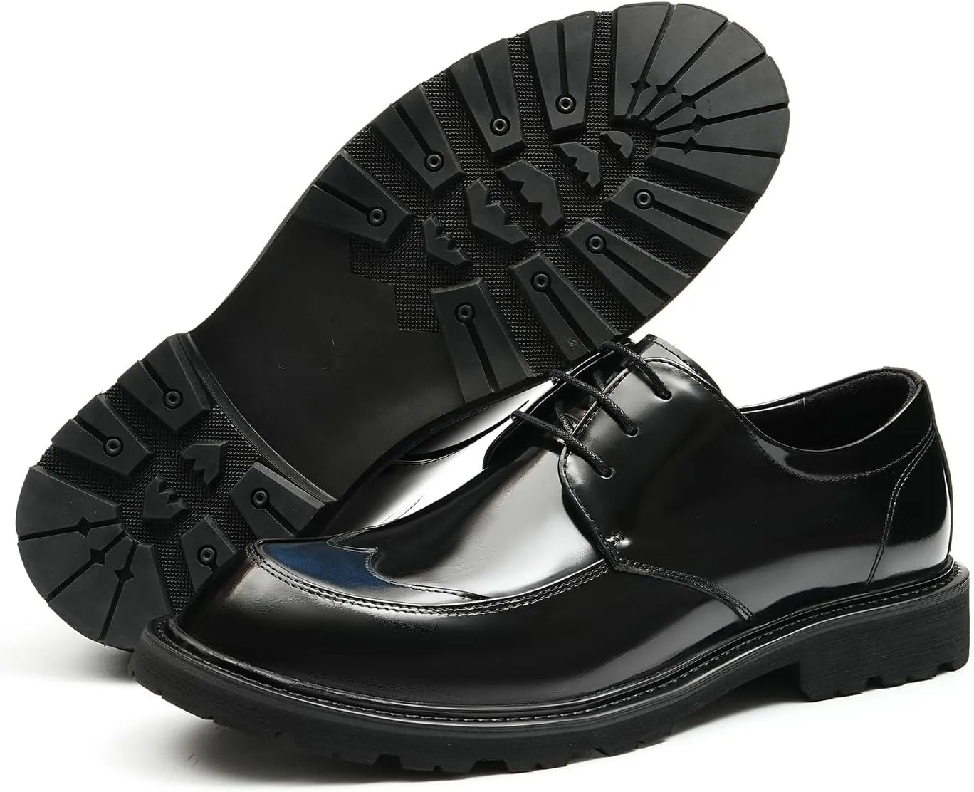Mens Oxfords Formal Dress Derby Fashion Comfortable Wingtip Brogue Patent Leather Prom Shoes Tuxedo Wedding Business Causal Wide Shoes for Men