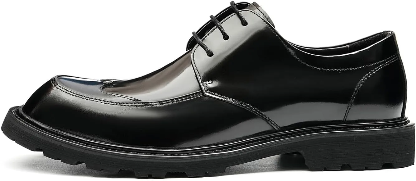 Mens Oxfords Formal Dress Derby Fashion Comfortable Wingtip Brogue Patent Leather Prom Shoes Tuxedo Wedding Business Causal Wide Shoes for Men