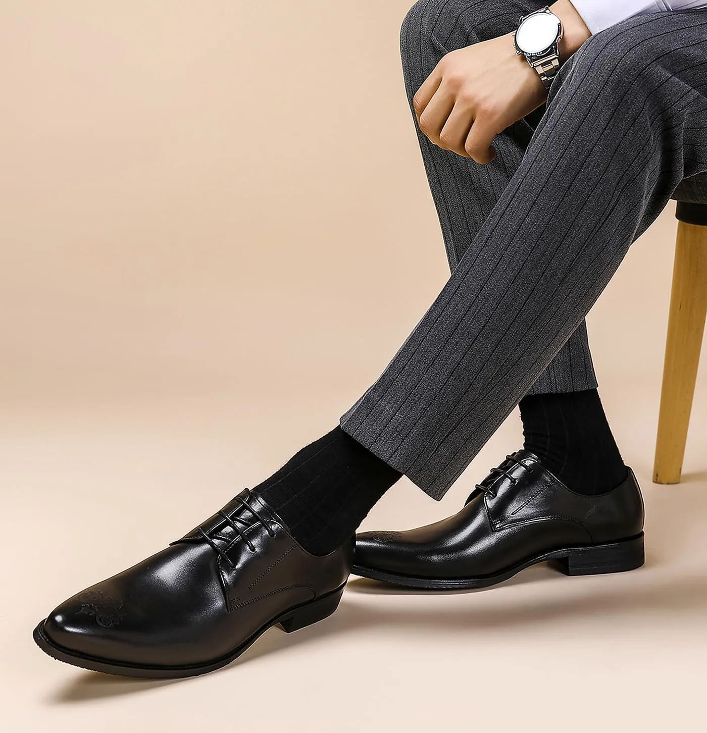 Men's Oxfords Formal Dress Leather Brogues Derby Business Prom Wedding Fashion Casual Walking Shoes for Men
