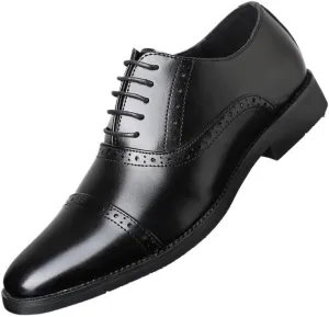 Men's Oxfords Shoes Modern Leather Business Casual Comfort Formal Dress Shoes Non-Slip Softsole Walking Tuxedo Shoes(Black,9)